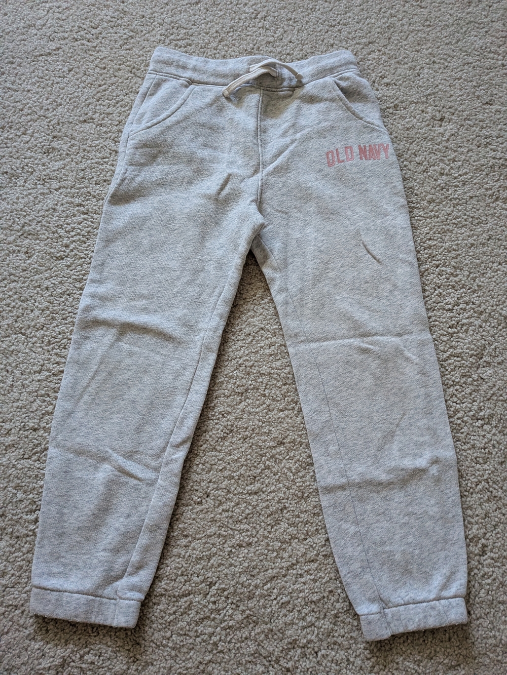 Old Navy Light Gray Sweat Joggers with Pink Logo